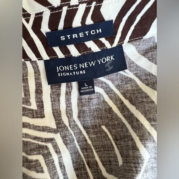 Jones New York Stretch Sleeveless Ruched Side Wrap Pull Over Blouse Shirt Sz L - Picture 9 of 10